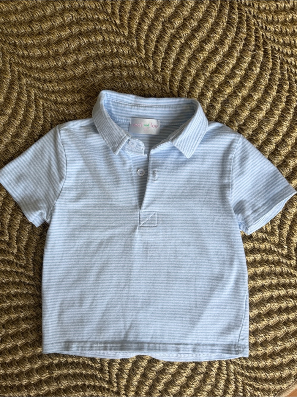 Cecil and Lou Light Blue Striped Polo Shirt, 2T